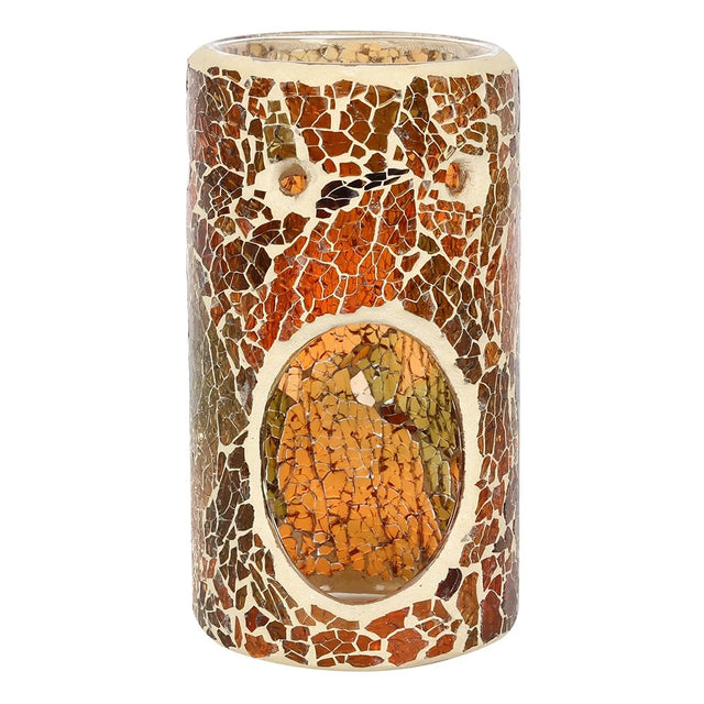 Pillar Brown Crackle Oil Burner and Wax Warmer