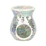 Small Light Blue Iridescent Crackle Oil Burner and Wax Warmer
