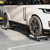 DURHAND Two-Piece Car Wheel Dolly with Swivel Casters, Non-Slip Metal Plates, 680kg Capacity, Grey