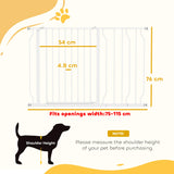 PawHut Wide Dog Safety Gate, with Door Pressure, for Doorways, Hallways, Staircases - White