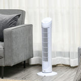 HOMCOM Tower Fan for Bedroom Cooling, 30 Inch Electric 70 Oscillating Fan with 3 Speed Settings, Standing Floor Fan for Home Office Indoor, White
