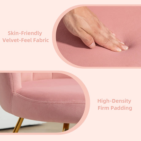 HOMCOM Velvet-Feel Lotus Petal Accent Chair - Pink