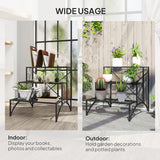 Outsunny Three-Tier Decorative Metal Plant Stand - Black