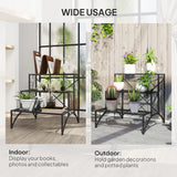 Outsunny Three-Tier Decorative Metal Plant Stand - Black