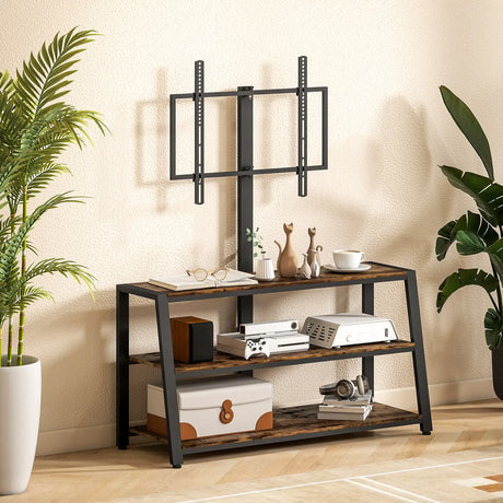 HOMCOM Industrial-Style TV Stand, with 35 Swivel Bracket - Dark Brown