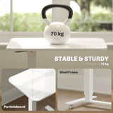 HOMCOM Height Adjustable Standing Desk, Pneumatic Sit Stand Desk for Laptop, Mobile Overbed Table with Wheels for Home Office, White