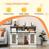 PawHut Dog Crate Furniture for Small and Large Dogs, with Movable Divider - White