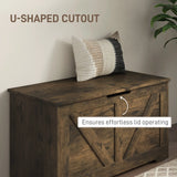 HOMCOM 100L Home Storage Box, with Safety Hinges - Rustic Brown