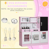 AIYAPLAY Pretend Play Kitchen, Kids Kitchen Playset w/ Toy Phone, Chalkboard, Microwave, Cooking Stove, Sink