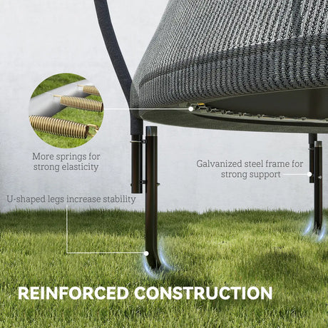 SPORTNOW 8ft Outdoor Trampoline with Enclosure Net, Spring Cover, Black