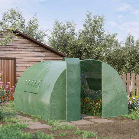 Outsunny Reinforced Walk in Polytunnel Greenhouse, 4x3x2 m