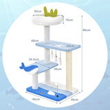 3-level Cat Tower with Sisal Covered Scratching Posts-Blue