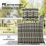 Outsunny 6 Piece Rattan Garden Furniture, Space-Saving Patio Furniture Set with Nesting Tables, Chairs, Stools, Cushions, Grey