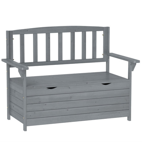 Outsunny Two-Seater Garden Storage Bench - Grey