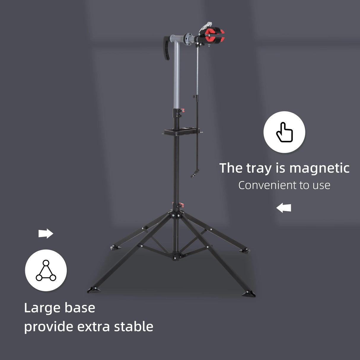 HOMCOM Folding Bike Repair Stand Bicycle Bike Stand For Maintenance Display Cycle Rack with Tool Tray, Height Adjustable