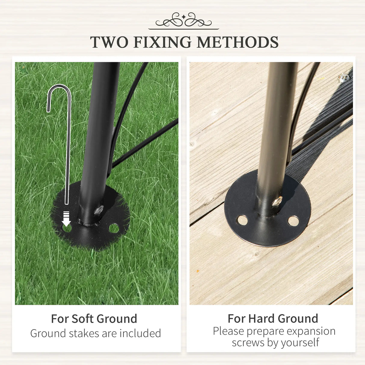 Outsunny Vintage Style Steel Garden Patio Outdoor Arbor & Trellis Arch Support For Vines & Climbing Plants Decoration - Black 2.3H m