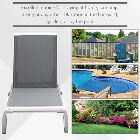 Outsunny Aluminium Frame Sun Lounger, with Adjustable Back - Grey
