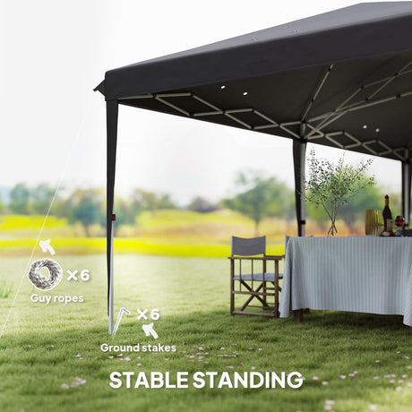 Outsunny Pop Up Gazebo, Double Roof Foldable Canopy Tent, Height Adjustable Wedding Awning Canopy w/ Carrying Bag, 6 m x 3 m x 2.7 m, Grey