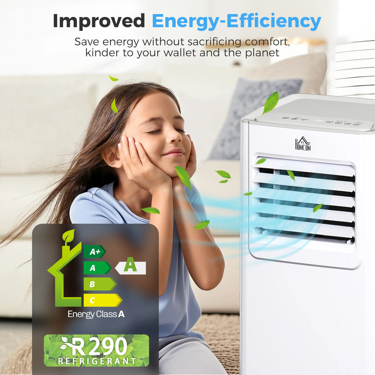 HOMCOM 7000 BTU Air Conditioning Unit, 3-in-1 Portable Air Conditioner, Dehumidifier, Cooling Fan with 2 Speeds, 24H Timer, Remote Control, LED Display, Window Venting Kit, 15m2