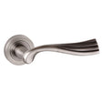 Old English Richmond Lever Door Handle on Round Rose - Matt Gun Metal - Set