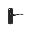 Old English Warwick Latch Lever Door Handle on Backplate - Matt Black - Set