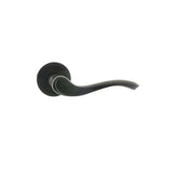 Old English Warwick Lever Door Handle on Round Rose - Matt Black - Set