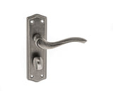 Old English Warwick WC Lever Door Handle on Backplate - Distressed Silver - Set