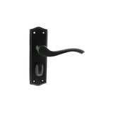 Old English Warwick WC Lever Door Handle on Backplate - Matt Black - Set