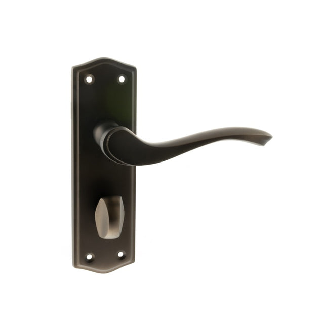 Old English Warwick WC Lever Door Handle on Backplate - Urban Dark Bronze - Set