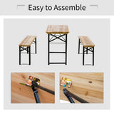 Outsunny Portable Folding Camping Picnic Table and Bench Set Garden BBQ Chairs Stools Trestle Wooden Wood (120cm(L) x 25cm(W) x 46cm(H))