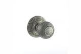 Old English Ripon Solid Brass Reeded Mortice Knob on Concealed Fix Rose - Distressed Silver - Set