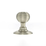 Old English Ripon Solid Brass Reeded Mortice Knob on Concealed Fix Rose - Satin Nickel - Set