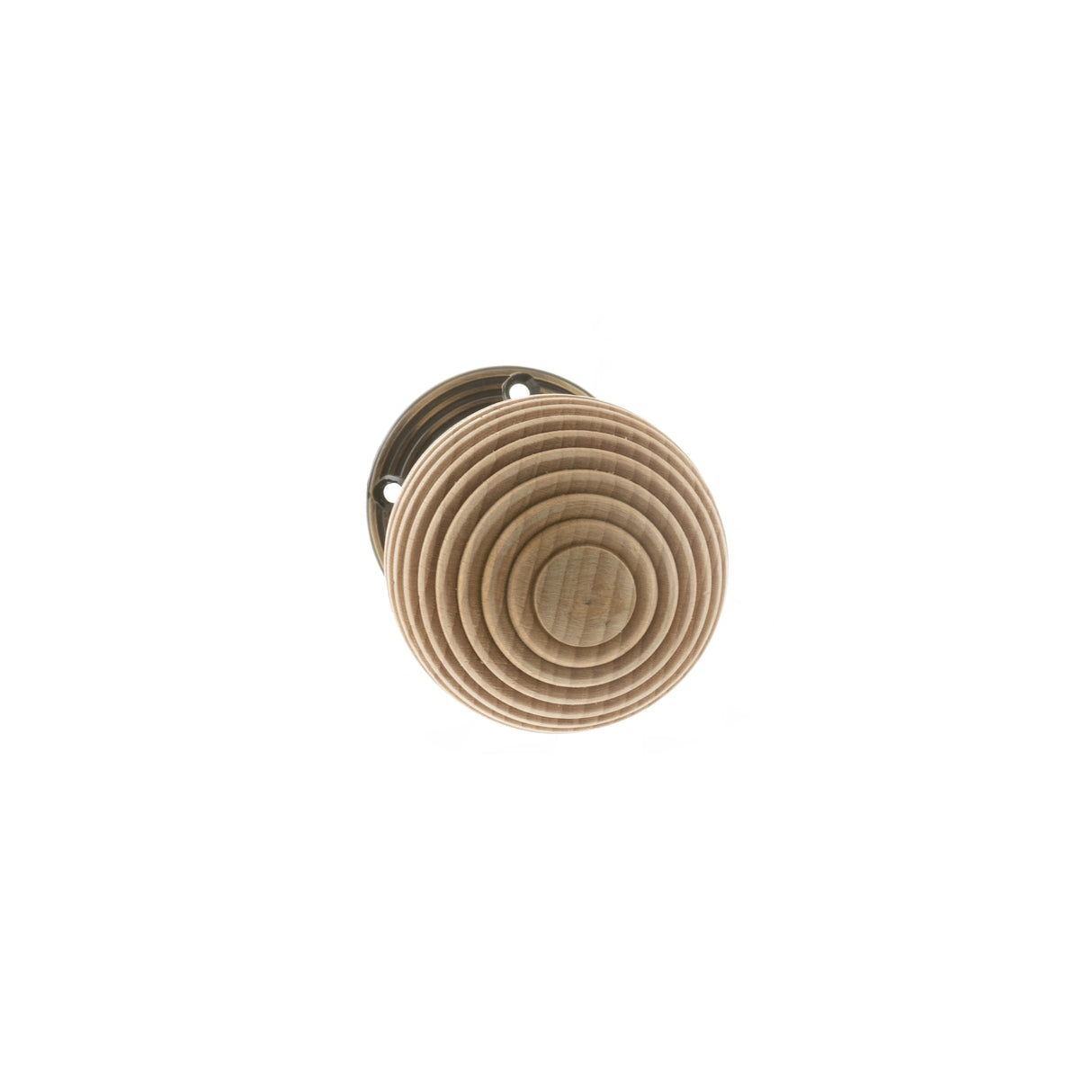 Old English Bridlington Wood Reeded Beehive Door Knob on Face Fix Rose - Antique Brass - Set
