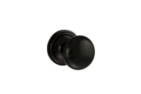 Old English Harrogate Solid Brass Mushroom Mortice Knob on Concealed Fix Rose - Black Nickel - Set