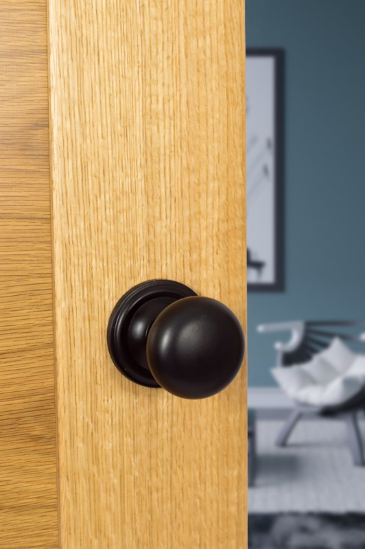 Old English Harrogate Solid Brass Mushroom Mortice Knob on Concealed Fix Rose - Matt Black - Set