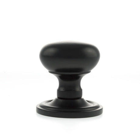 Old English Harrogate Solid Brass Mushroom Mortice Knob on Concealed Fix Rose - Matt Black - Set