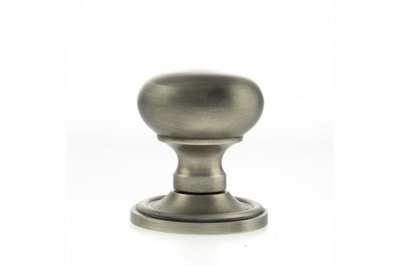 Old English Harrogate Solid Brass Mushroom Mortice Knob on Concealed Fix Rose - Matt Gun Metal - Set