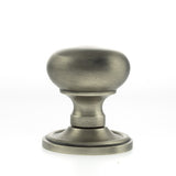 Old English Harrogate Solid Brass Mushroom Mortice Knob on Concealed Fix Rose - Matt Gun Metal - Set