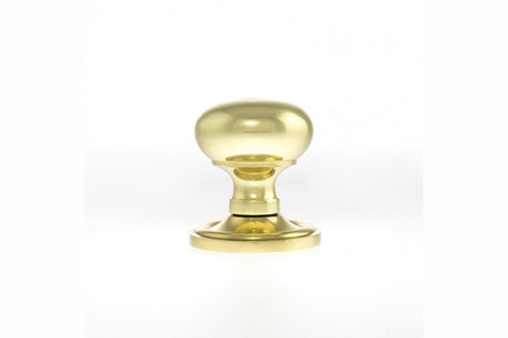 Old English Harrogate Solid Brass Mushroom Mortice Knob on Concealed Fix Rose - Polished Brass - Set