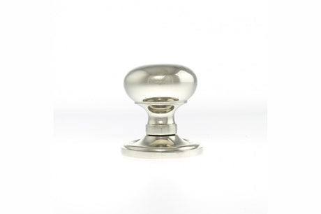 Old English Harrogate Solid Brass Mushroom Mortice Knob on Concealed Fix Rose - Polished Nickel - Set