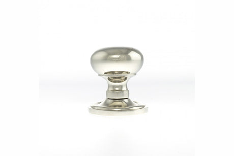 Old English Harrogate Solid Brass Mushroom Mortice Knob on Concealed Fix Rose - Polished Nickel - Set