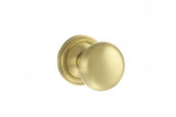 Old English Harrogate Solid Brass Mushroom Mortice Knob on Concealed Fix Rose - Satin Brass - Set