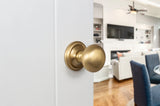 Old English Harrogate Solid Brass Mushroom Mortice Knob on Concealed Fix Rose - Satin Brass - Set