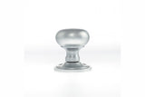 Old English Harrogate Solid Brass Mushroom Mortice Knob on Concealed Fix Rose - Satin Chrome - Set