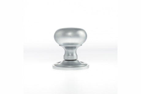 Old English Harrogate Solid Brass Mushroom Mortice Knob on Concealed Fix Rose - Satin Chrome - Set