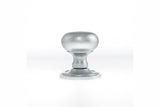 Old English Harrogate Solid Brass Mushroom Mortice Knob on Concealed Fix Rose - Satin Chrome - Set