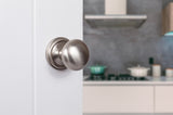 Old English Harrogate Solid Brass Mushroom Mortice Knob on Concealed Fix Rose - Satin Nickel - Set