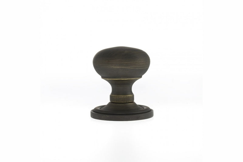 Old English Harrogate Solid Brass Mushroom Mortice Knob on Concealed Fix Rose - Urban Bronze - Set