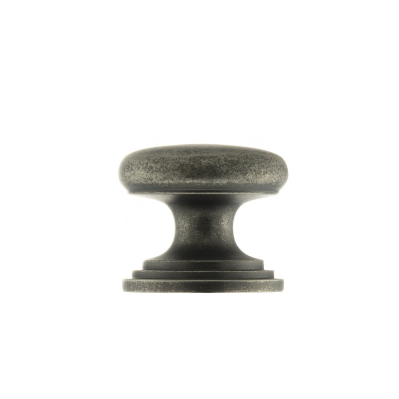 Old English Lincoln Solid Brass Victorian Knob 32mm on Concealed Fix - Distressed Silver - Each