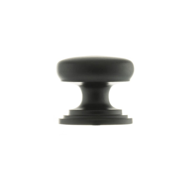 Old English Lincoln Solid Brass Victorian Knob 32mm on Concealed Fix - Matt Black - Each